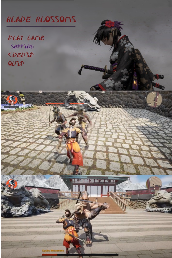 طراحی شخصیت و نمای گیم‌پلی از بازی اکشن تیغه شکوفه (Blossom Blade)